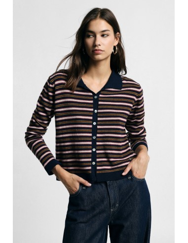 Cardigan à rayures avec boutons et col polo, s’il vous plaît