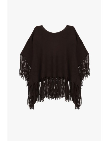 Poncho à franges sur les manches et le bas