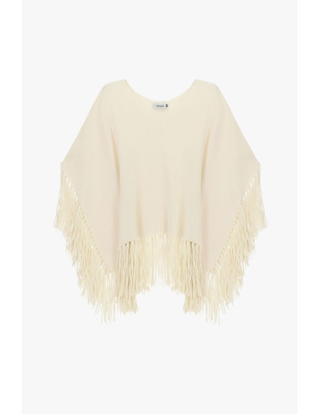 Poncho met franjes aan de mouwen en aan de onderkant Please