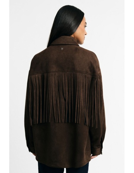 Veste-chemise à franges et poches frontales, s’il vous plaît