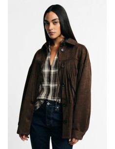Veste-chemise à franges et poches frontales, s’il vous plaît
