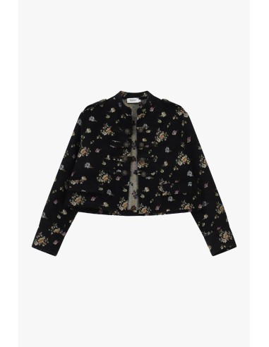 Veste-chemise courte à motif floral avec boutons, s’il vous plaît