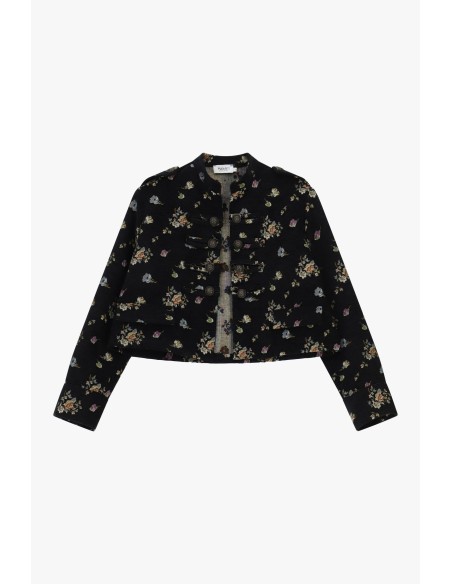Cropped overhemdjasje met bloemenprint en knopen, alsjeblieft