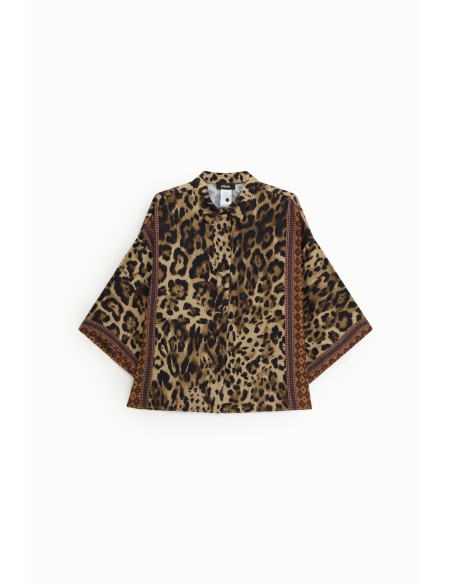 Blouse ample à imprimé animalier, manches trois-quarts Dixie