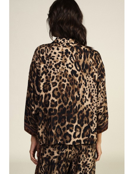 Blouse ample à imprimé animalier, manches trois-quarts Dixie