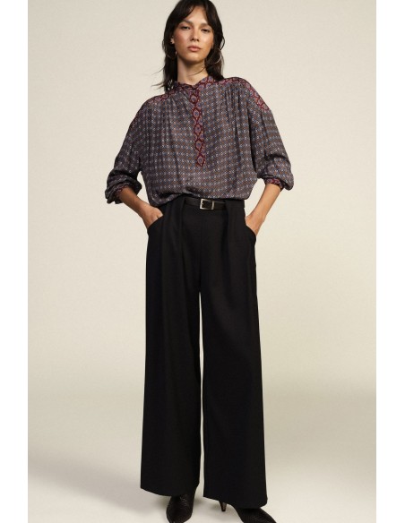 Pantalon palazzo avec ceinture à la taille et pinces Dixie