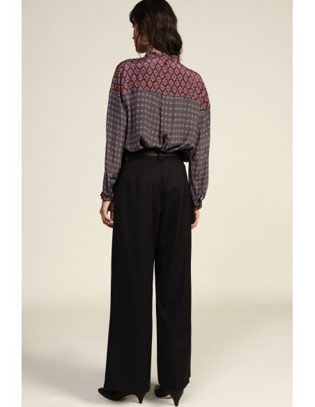 Pantalon palazzo avec ceinture à la taille et pinces Dixie