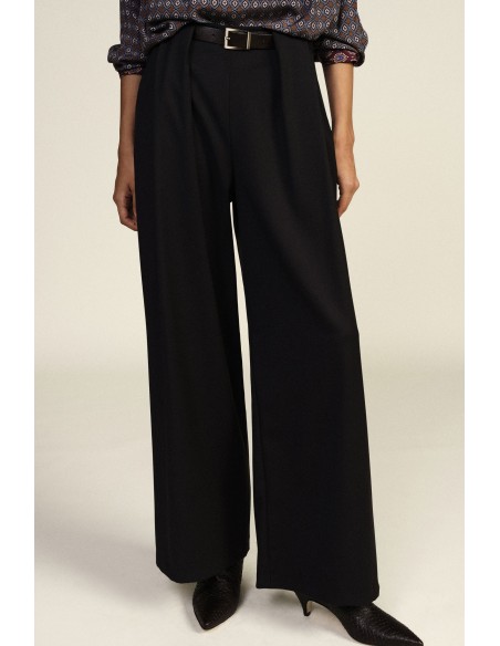Pantalon palazzo avec ceinture à la taille et pinces Dixie
