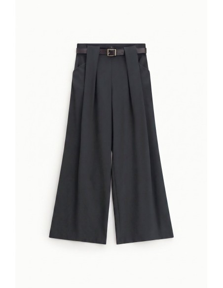 Pantalon palazzo avec ceinture à la taille et pinces Dixie