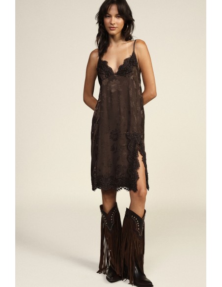 Robe courte avec empiècements en dentelle et fines bretelles Dixie
