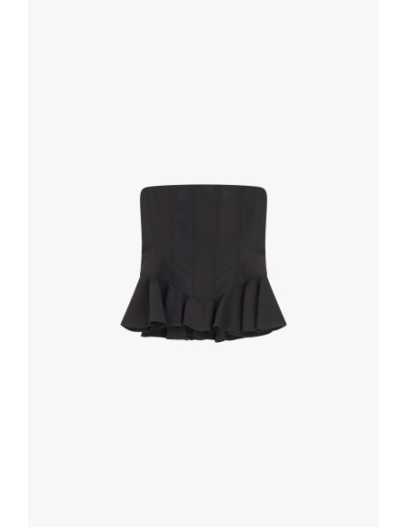 Dixie strapless top met gerimpelde volant