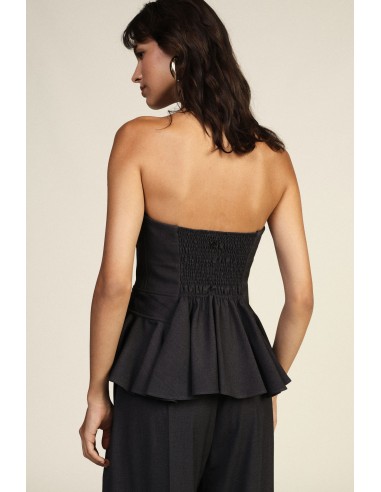 Dixie strapless top met gerimpelde volant