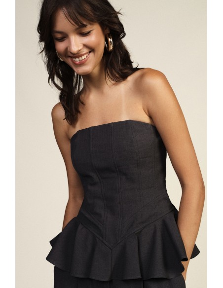 Top bustier froncé à volants Dixie