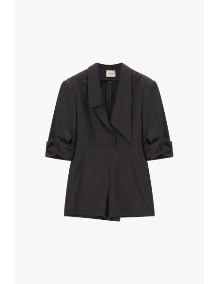 Korte jumpsuit met reverskraag en gerimpelde mouwen Dixie