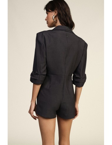 Korte jumpsuit met reverskraag en gerimpelde mouwen Dixie