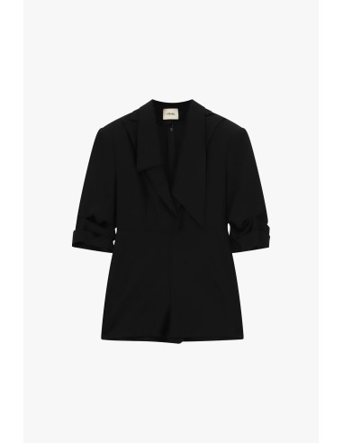 Korte jumpsuit met reverskraag en gerimpelde mouwen Dixie