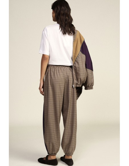 Pantalon de jogging à motif micro-carreaux avec bandes latérales Dixie