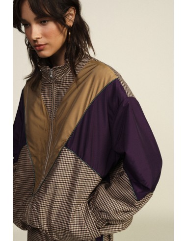 Bomber à motif à carreaux et empiècements géométriques Dixie