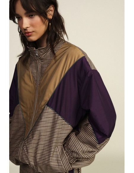 Bomber à motif à carreaux et empiècements géométriques Dixie