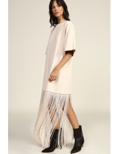 Lange T-shirtjurk met decoratieve franjes Dixie