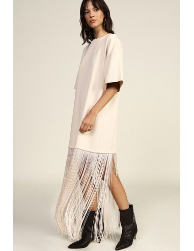 Robe longue style T-shirt avec franges décoratives Dixie