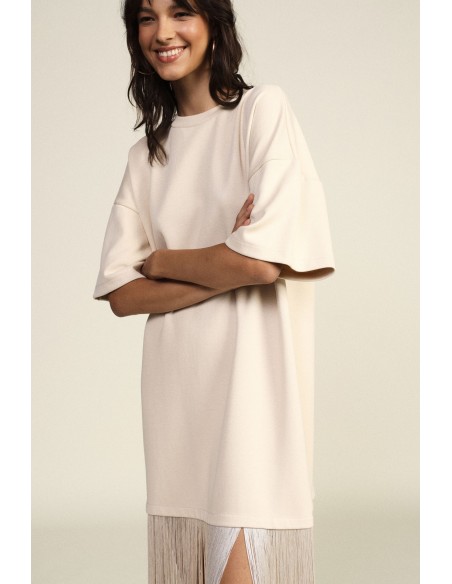 Lange T-shirtjurk met decoratieve franjes Dixie