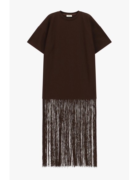 Robe longue style T-shirt avec franges décoratives Dixie