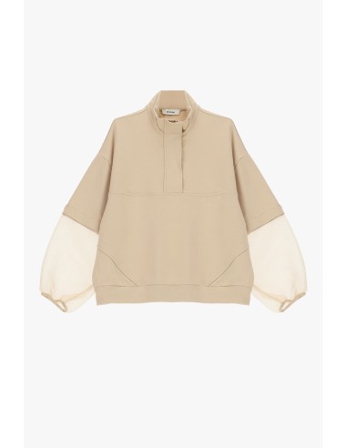 Sweater met transparante pofmouwen en rits van Dixie