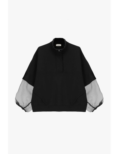 Sweat-shirt Dixie à manches ballon transparentes et fermeture éclair