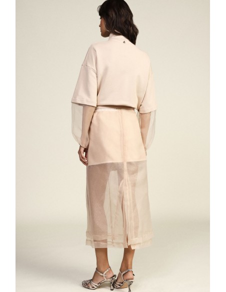 Midi-rok met dubbele laag en elastische taille Dixie