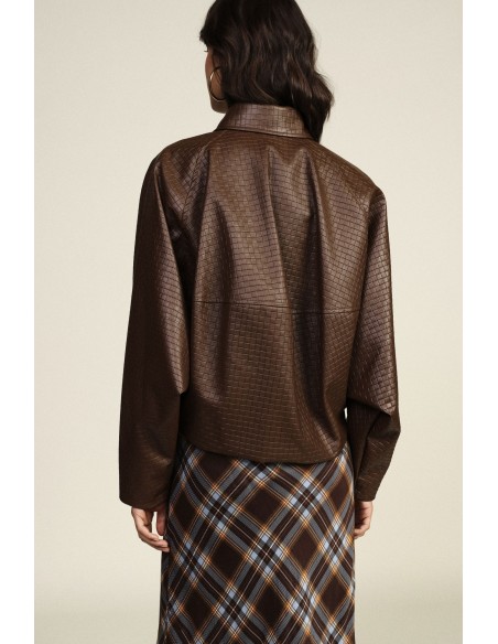 Veste en similicuir à manches amples et fermeture éclair Dixie