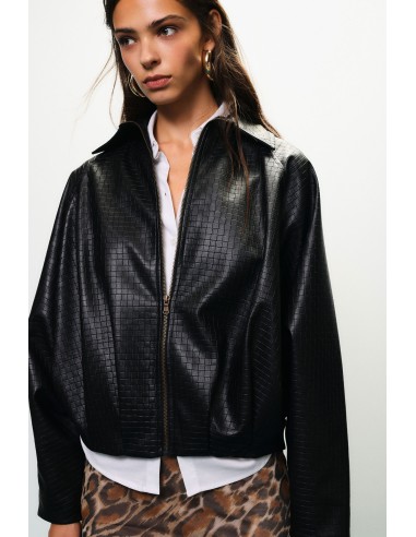 Veste en similicuir à manches amples et fermeture éclair Dixie