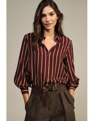 Dixie blouse met verticale strepen en manchetten met knopen
