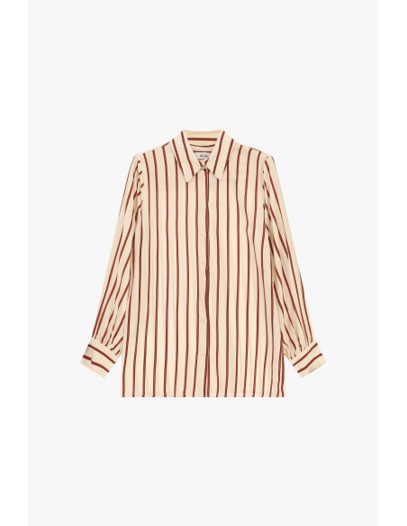 Dixie blouse met verticale strepen en manchetten met knopen