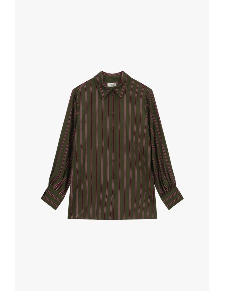 Dixie blouse met verticale strepen en manchetten met knopen