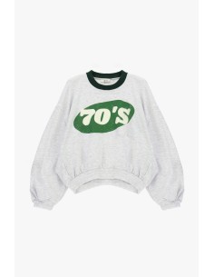 Sweat-shirt à col rond avec imprimé 70's et bas asymétrique Dixie 2