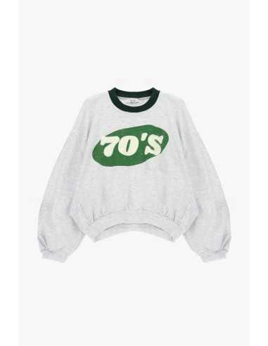 Sweat-shirt à col rond avec imprimé 70's et bas asymétrique Dixie