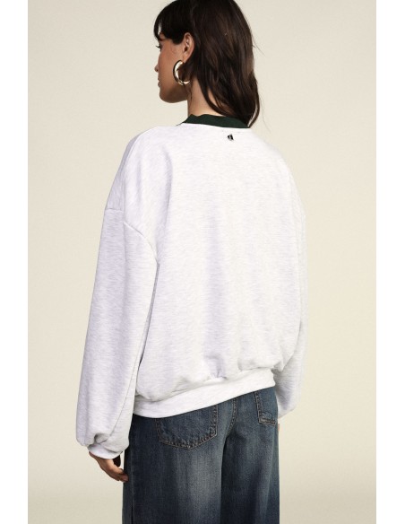 Sweat-shirt à col rond avec imprimé 70's et bas asymétrique Dixie