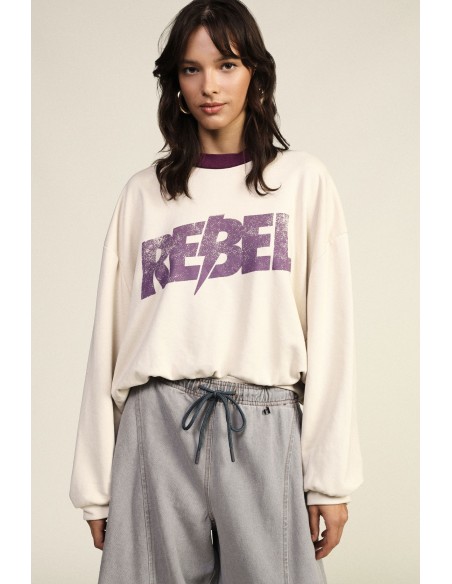 Sweat-shirt col rond avec imprimé graphique Rebel Dixie