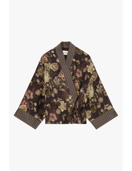 Manteau court à motif floral avec ceinture Dixie