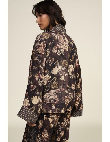Manteau court à motif floral avec ceinture Dixie