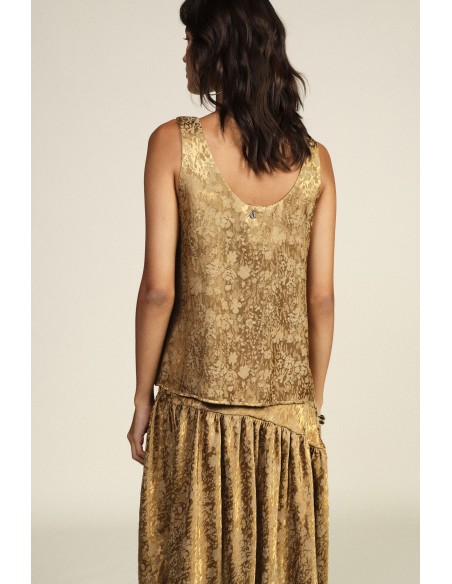 Top ample jacquard fleuri à décolleté profond Dixie