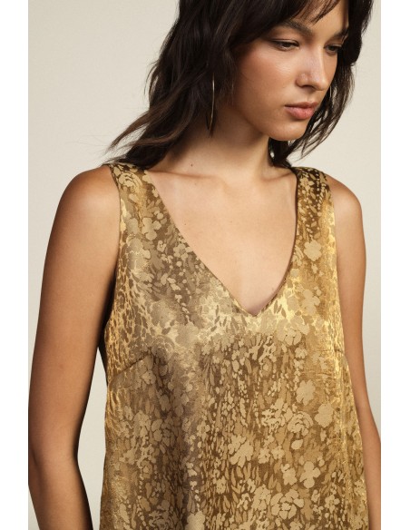 Top ample jacquard fleuri à décolleté profond Dixie