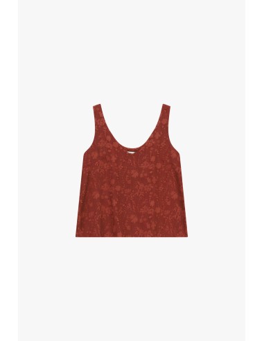 Dixie Top met bloemenjacquard, wijde pasvorm en diepe halslijn