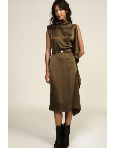 Robe midi asymétrique avec ceinture et volant Dixie
