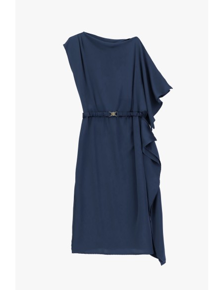 Robe midi asymétrique avec ceinture et volant Dixie