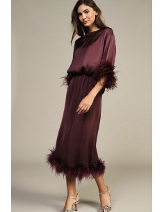 Jupe midi à bordure en plumes et coupe droite Dixie