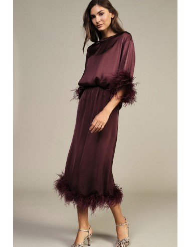 Jupe midi à bordure en plumes et coupe droite Dixie