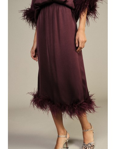 Jupe midi à bordure en plumes et coupe droite Dixie