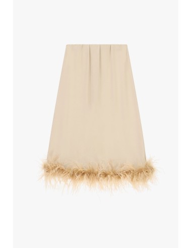 Jupe midi à bordure en plumes et coupe droite Dixie
